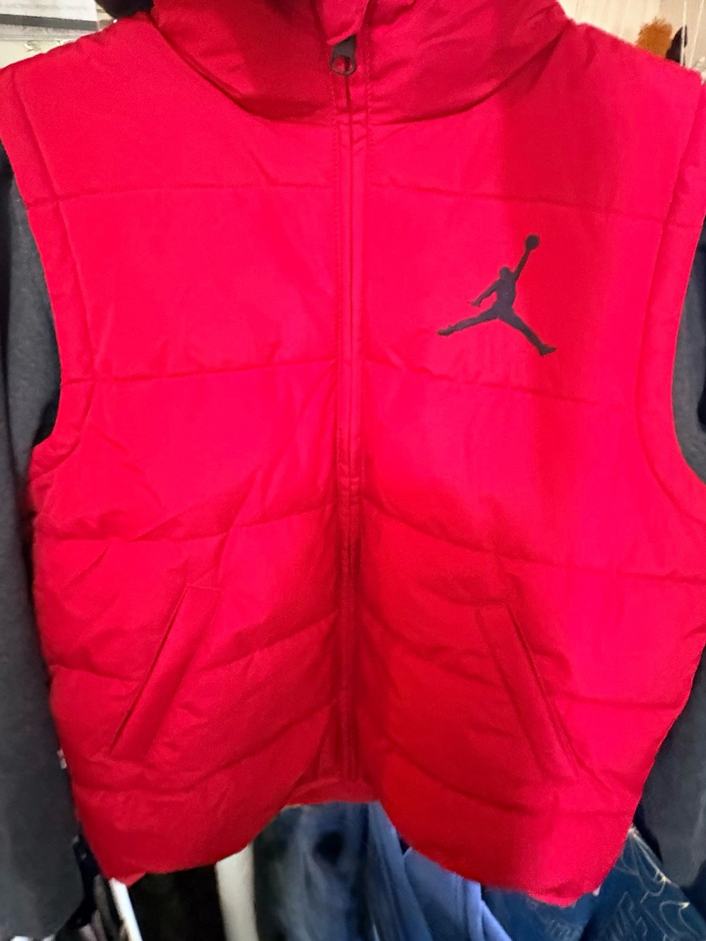 Jordan Boys Red Puffer Vest with Black Jumpman